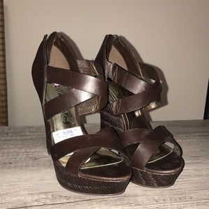Espresso brown strappy wedges